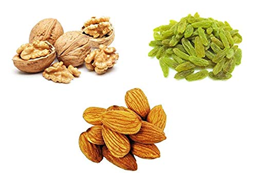 41TrjhcR5aL 3P Dryfruit Combo- Walnut kernels + Almonds + Raisins - 1kg - Image 1